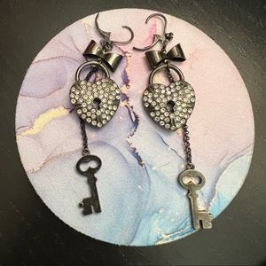 Betsey Johnson heart & key earrings